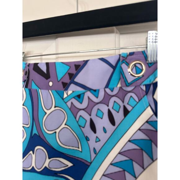 Carlisle Mini Skirt Blue Women's Size 6 Mod Geometric Printed Retro 60’s Style - Picture 4 of 5